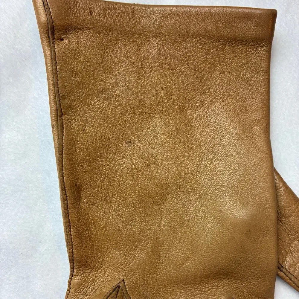 Vintage Brown Leather Gloves Ladies 6.5 Made in Italy Butter Soft Fawn